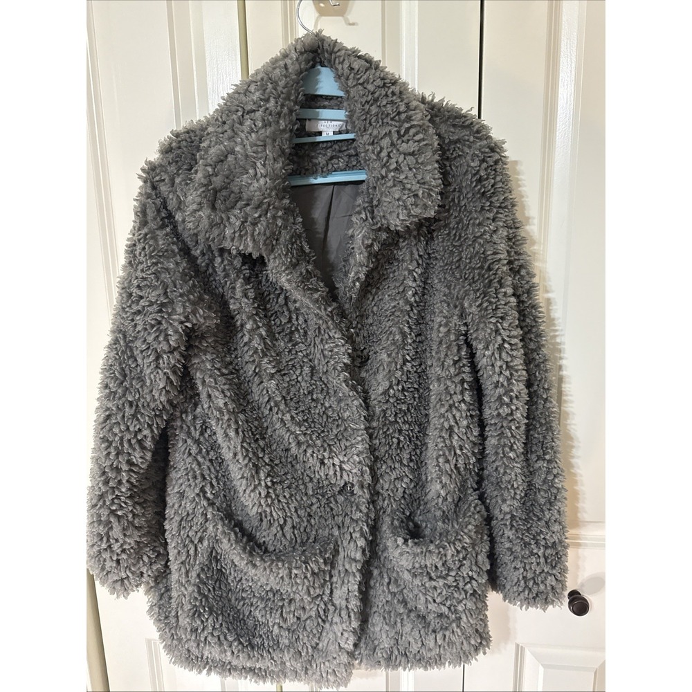 Women's New Directions Fuzzy Gray Warm Jacket Coat Size Medium